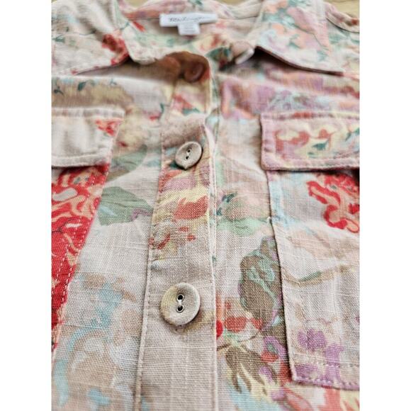 Patchington In Bloon Floral Linen Blend Jacket Shacket Women's Size M - Picture 8 of 9